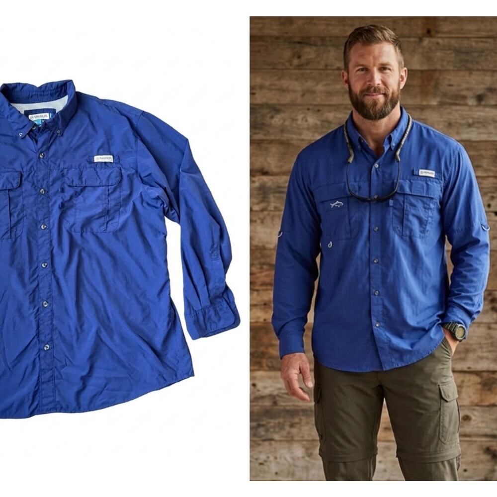 Magellan Outdoors Fish Gear Relaxed Fit Fishing Shirt Navy XL